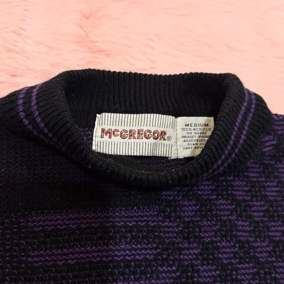 Vintage McGregor Purple & Black Mock Turtleneck Sweater - Picture 4 of 4